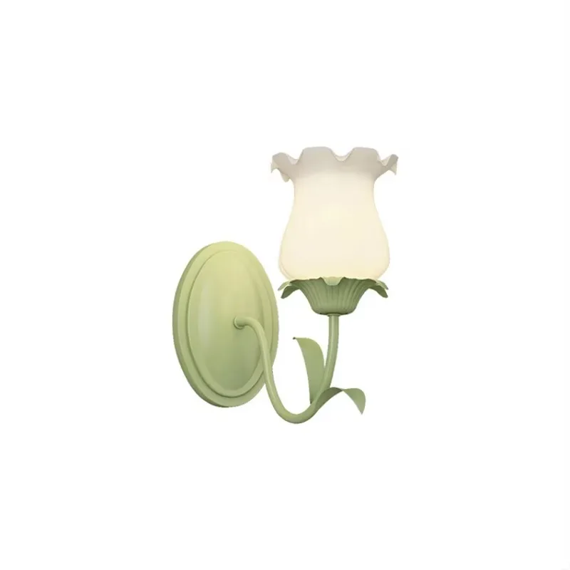 Cream wind flower shape wall lamp 6w three-color variable lamp double head living room bedroom