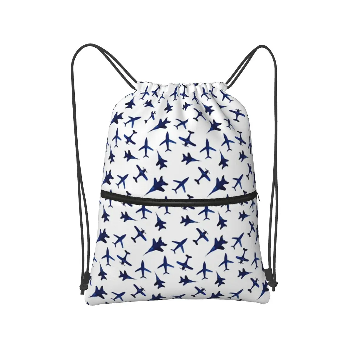 Random Airplanes Pattern Aviation Fighter Pilot Backpacks Fashion Drawstring Bags Shoes Bag Book Bags for Travel School