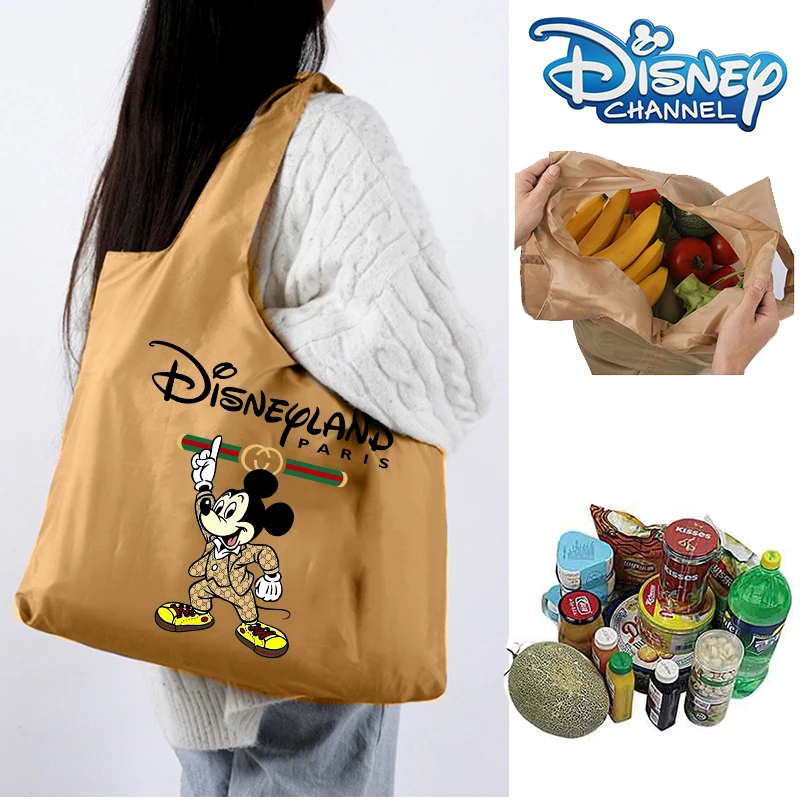 Disney Mickey Mouse Large Folding Shopping Bag Easy To Carry Reusable Large Capacity Eco-Friendly Storage Tote Handbag Bags