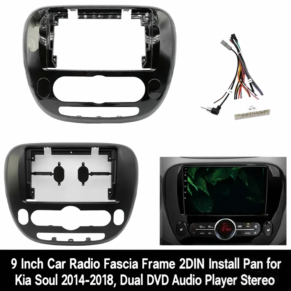 

9-дюймовая панель для автомобильного радиоприемника, 2DIN, панель установки для Kia Soul 2014-2018, двойной DVD-аудиоплеер, стерео