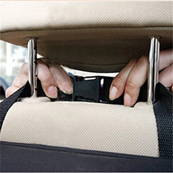 

Black Oxford Cloth Car Seatback Organizer Insulated Cooling Hot Cold Drinks Multi-Pocket Large Storage Travel Bag