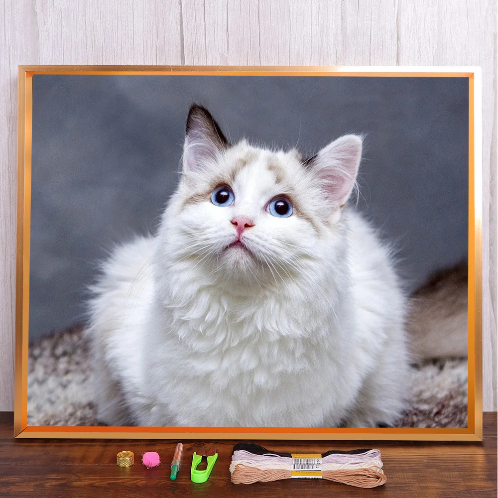 Animal Pet Cat Printed 11CT Cross-Stitch Patterns Embroidery Needlework Painting Hobby Handicraft Promotions For Adults Stamped