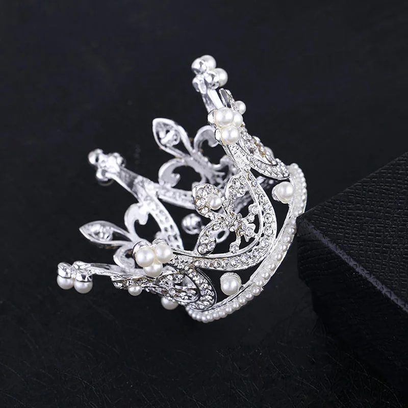 Wedding Accessories Silver Plated Bridal Rhinestone mini round full circle tiara crown Pageant Party Newborn-Baby Photo Prop NEW