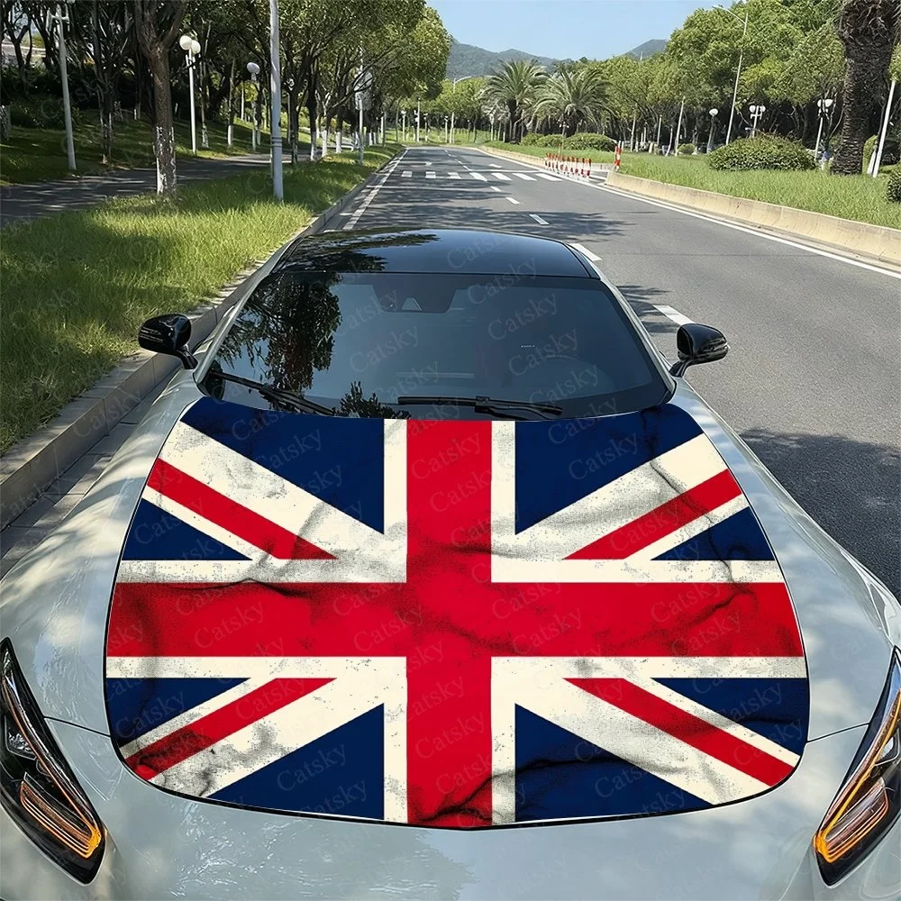 

Винтажная наклейка на капот автомобиля с британским флагом, ПВХ, самоводонепроницаемая палочка, яркие автомобильные внешние аксессуары, декор, защита подарка для влюбленных