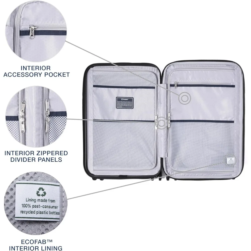 Lightweight Expandable Hardshell Carry-On Luggage with 8 Spinner Wheels, TSA Lock, and Shaded Design