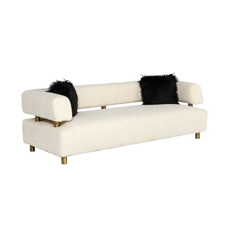 

Sofa Italian light luxury lamb wool fabric sofa clubhouse reception living room furniture 1 + 2 + 3 combination