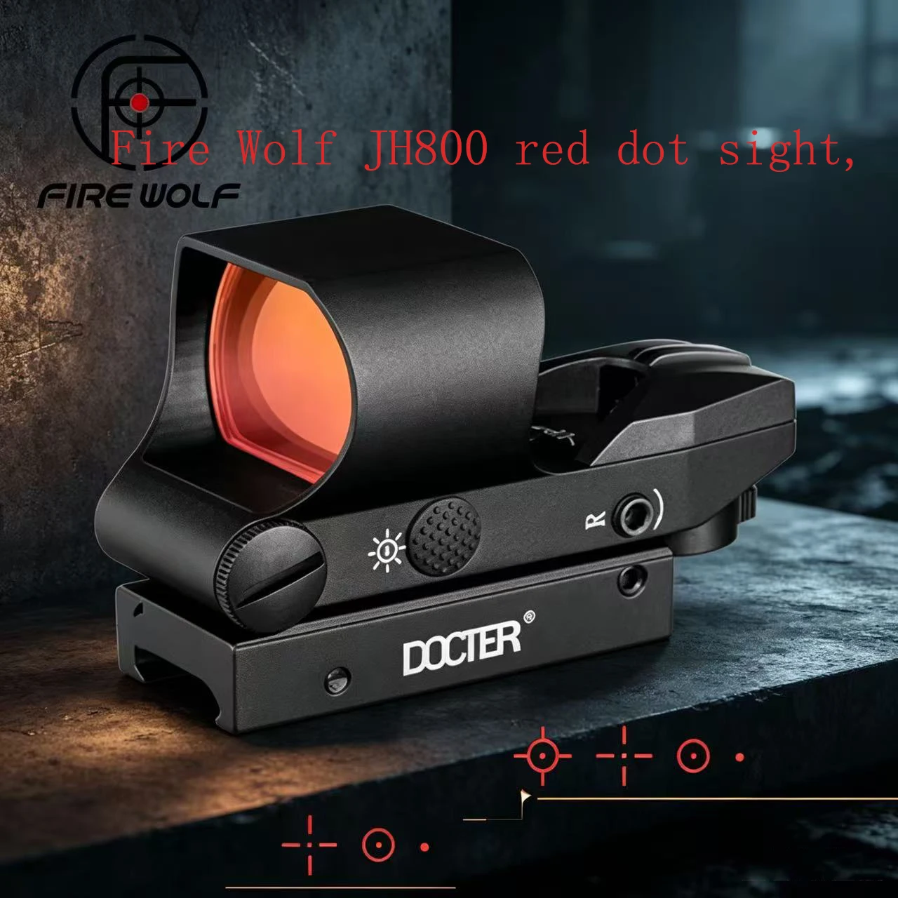 Fire Wolf JH800 red dot sight, JH800 wide-field holographic sight, four-changeable internal red dot scope, four types of split-r