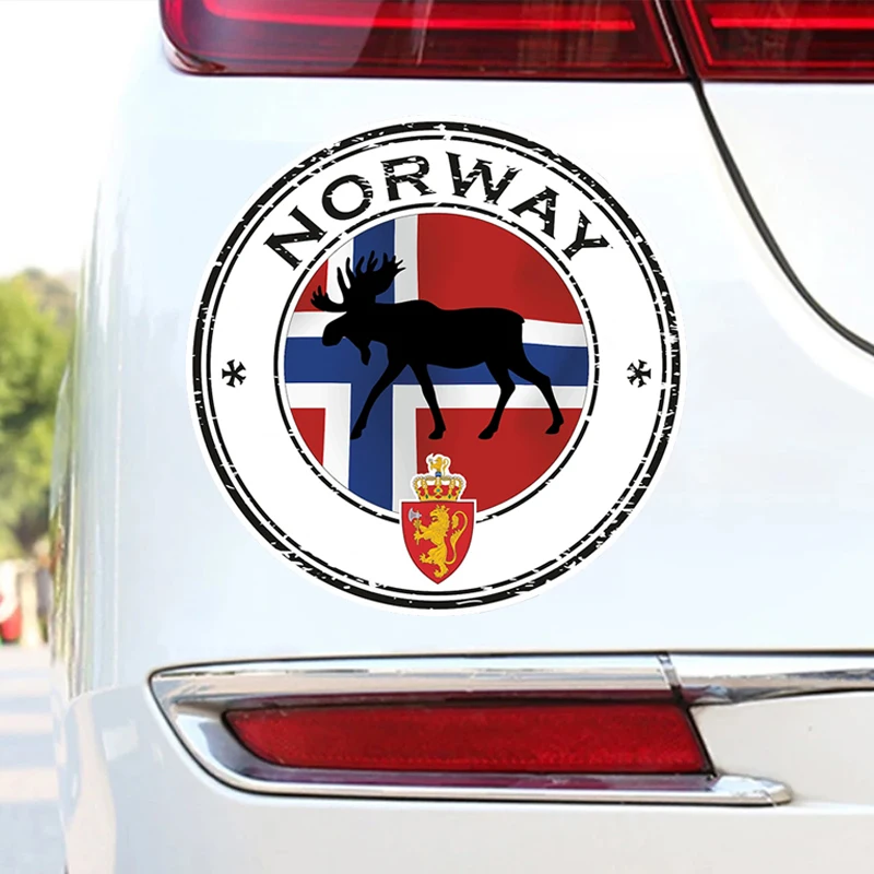CK21151# Norway Seal Sticker Round Flag for Car Truck Van Laptop Fridge Guitar Motorcycle Helmet ToolBox Door PC Boat