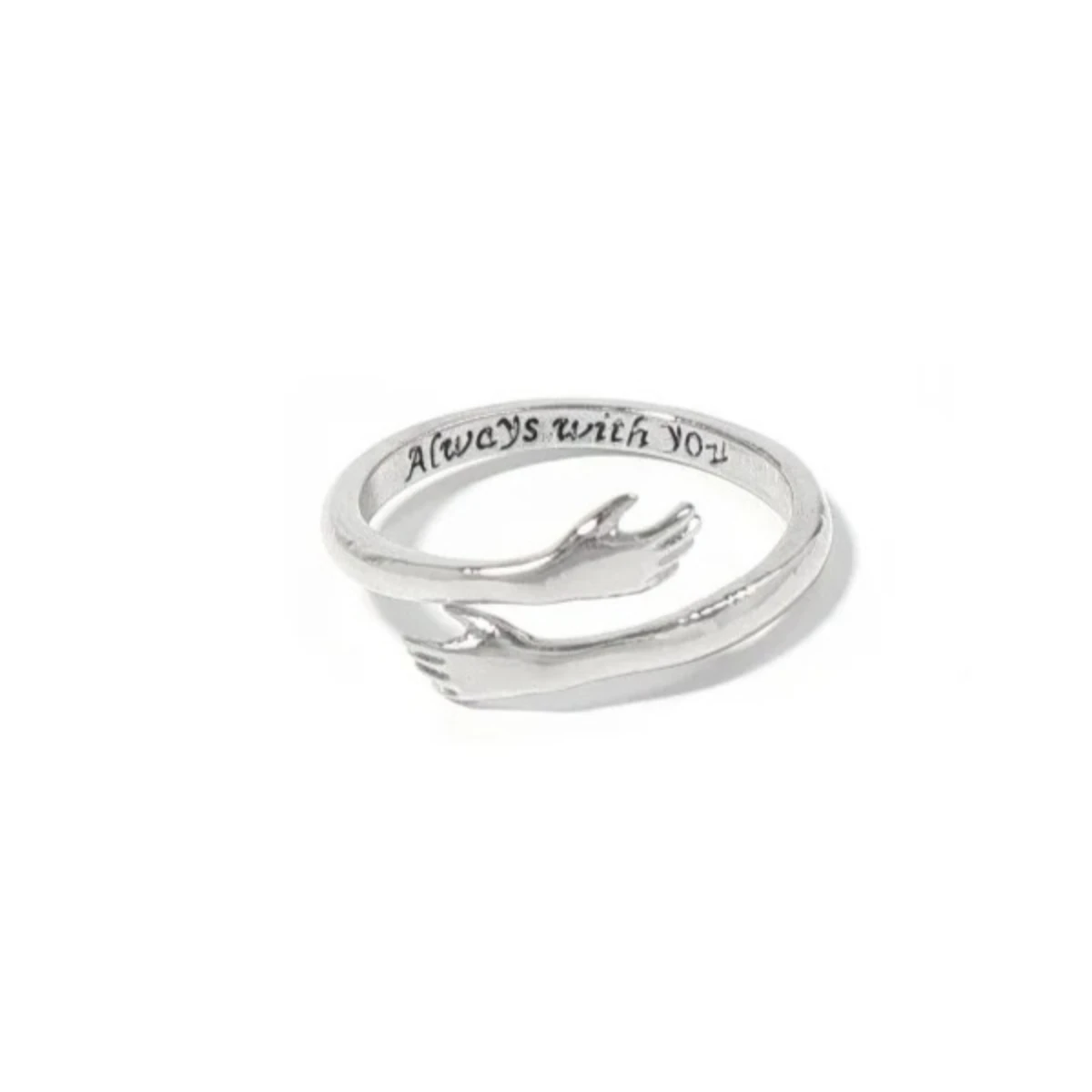 Anillo de abrazo de plata con grabado siempre contigo Diseño emocional Accesorio significativo para uso diario Idea de regalo