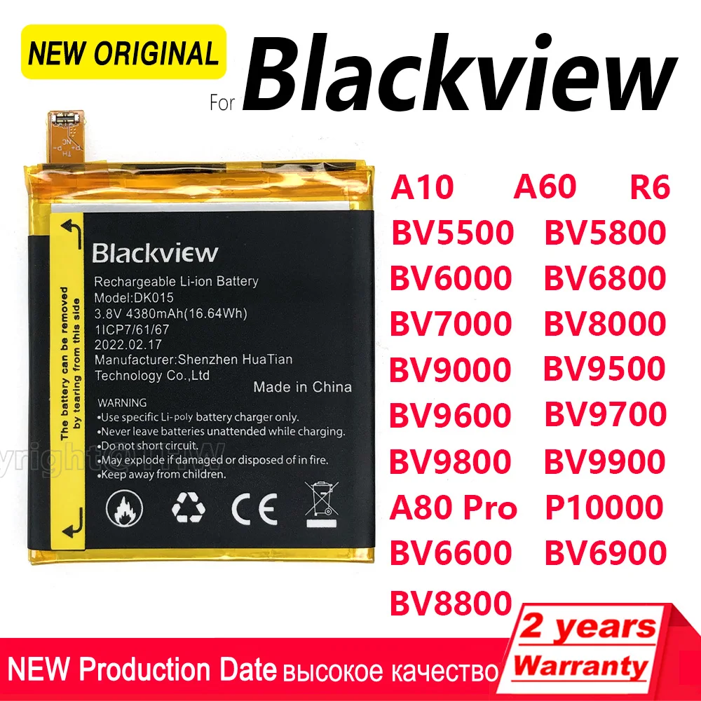 Original New Phone Battery For Blackview BV6000 BV7000 BV8000 BV9000 PRO BV9500 BV6800 A10 A60 R6 BV9700 BV9800 P10000 A80 PRO