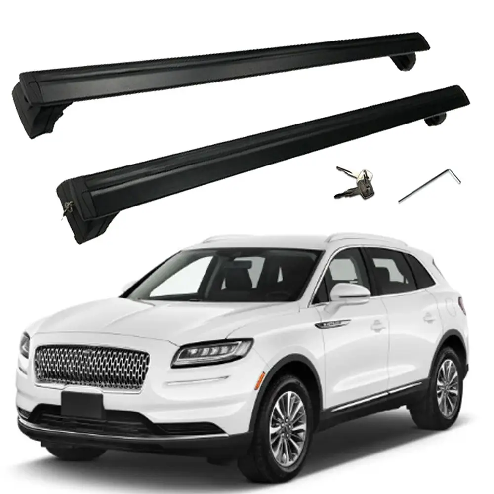 2PCS Cross Bar Fits For lincoln Nautilus 2019-2023 U540 Roof Rail Rack Lockable  Black crossbar Easy installation Cargo