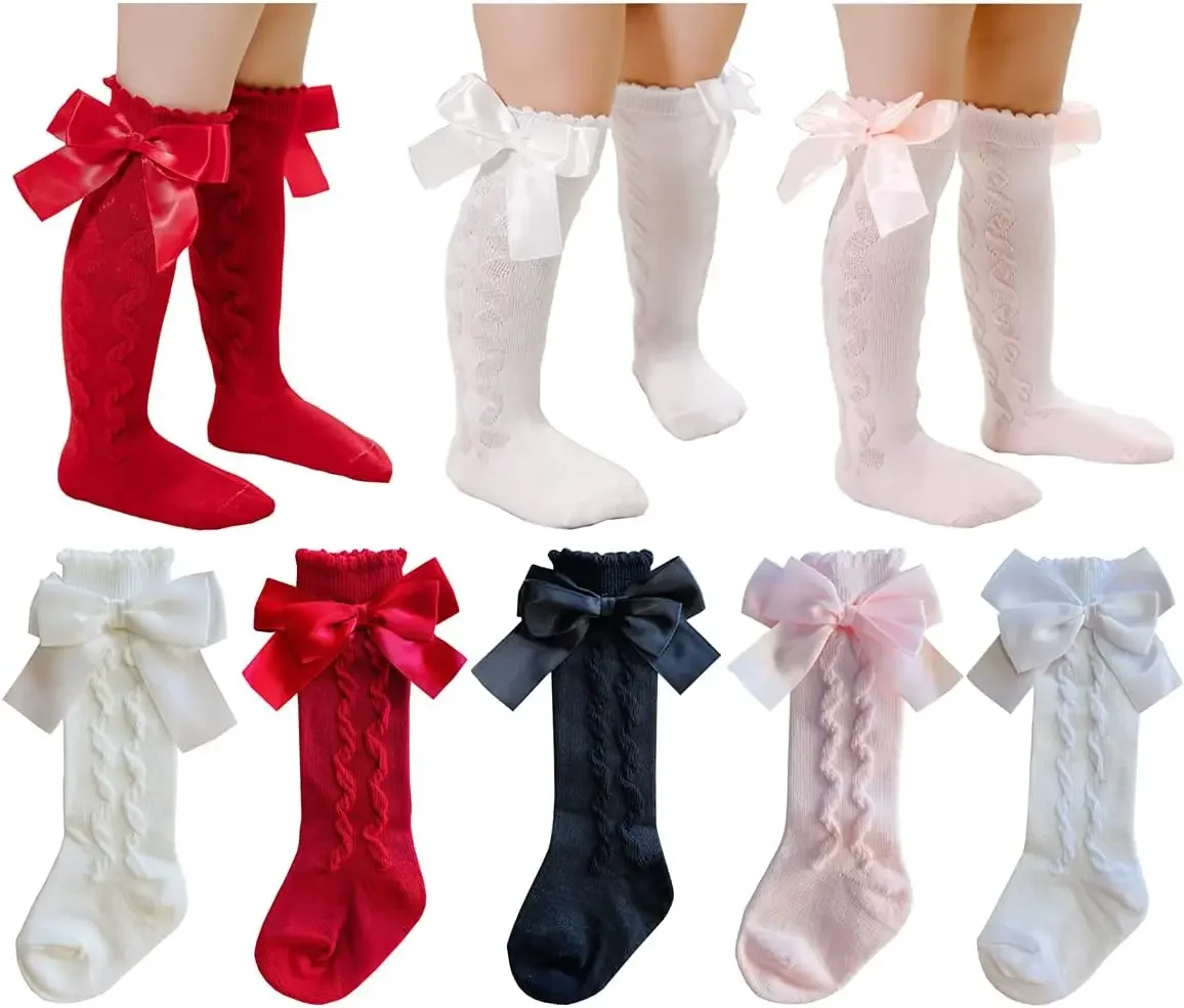 Süße Baby Mädchen Kniestrümpfe Kleinkinder Schleife Strümpfe Neugeborene rutschfeste Socke