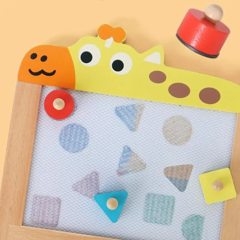 54DA Houten tekentafel speelgoed voor kinderen Magnetisch schilderbord met vormzegel en pen Vroeg leren Graffiti speelgoed voor