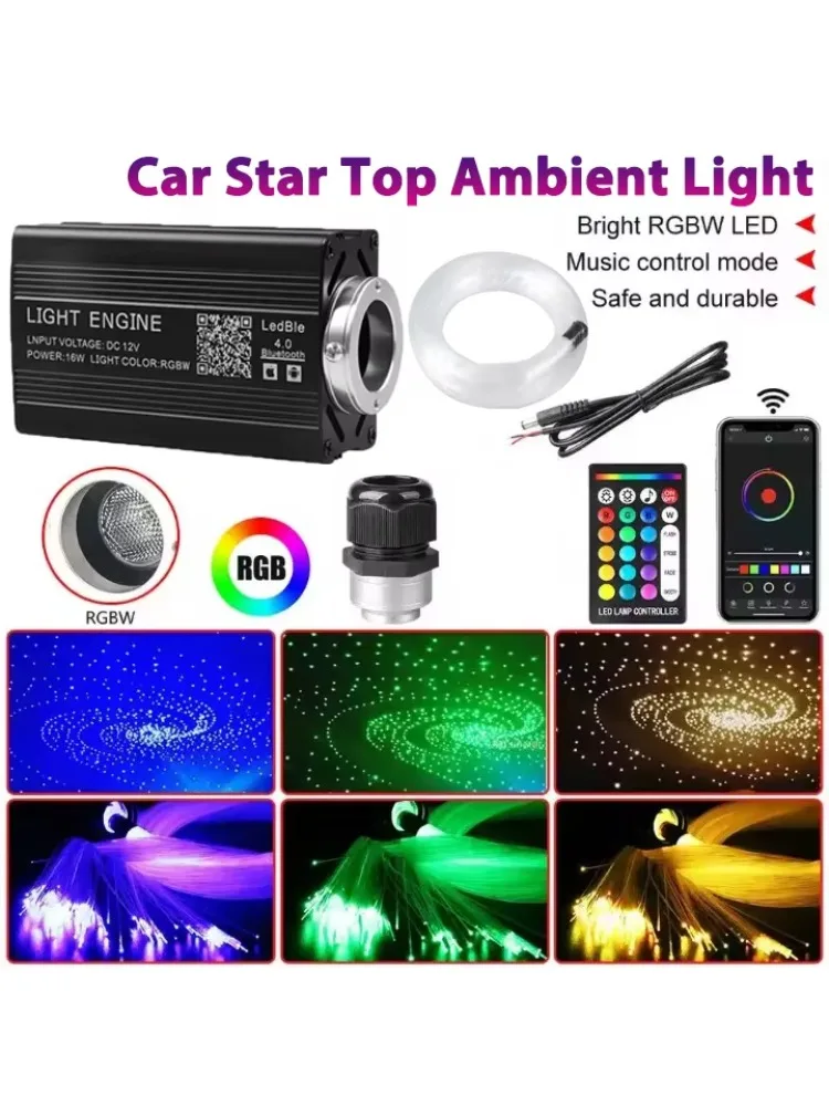 

Car Roof Star Light Kit RGB Fiber Optic Meteor Ceiling Light APP Control Single Port Starry Sky Music Sync Interior Atmosphere