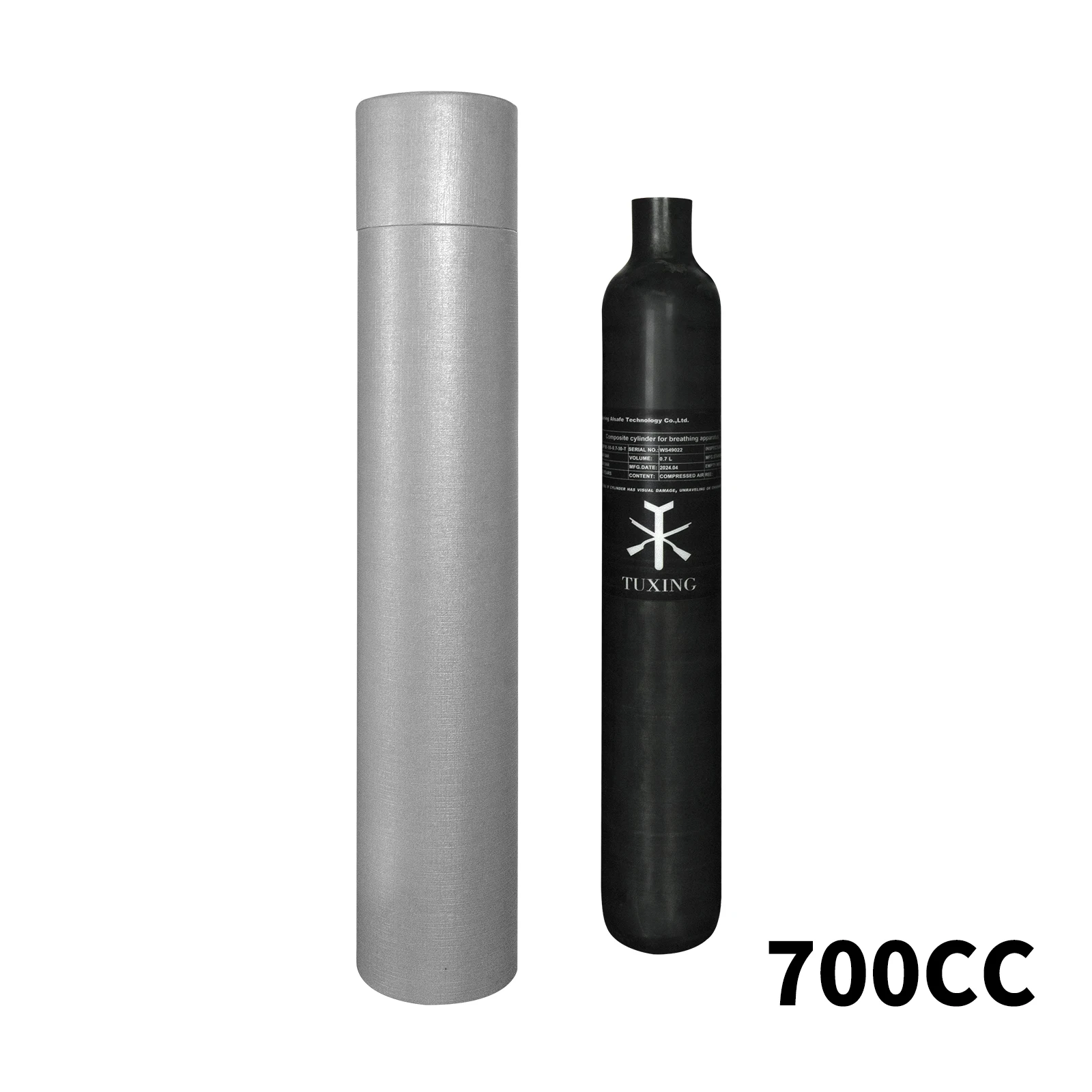 (Envio do armazém do Brasil) Cilindro de Fibra de Carbono TUXING 700CC 0.7L 4500PSI 300Bar Tanque de Alta Pressão HPA M18*1.5