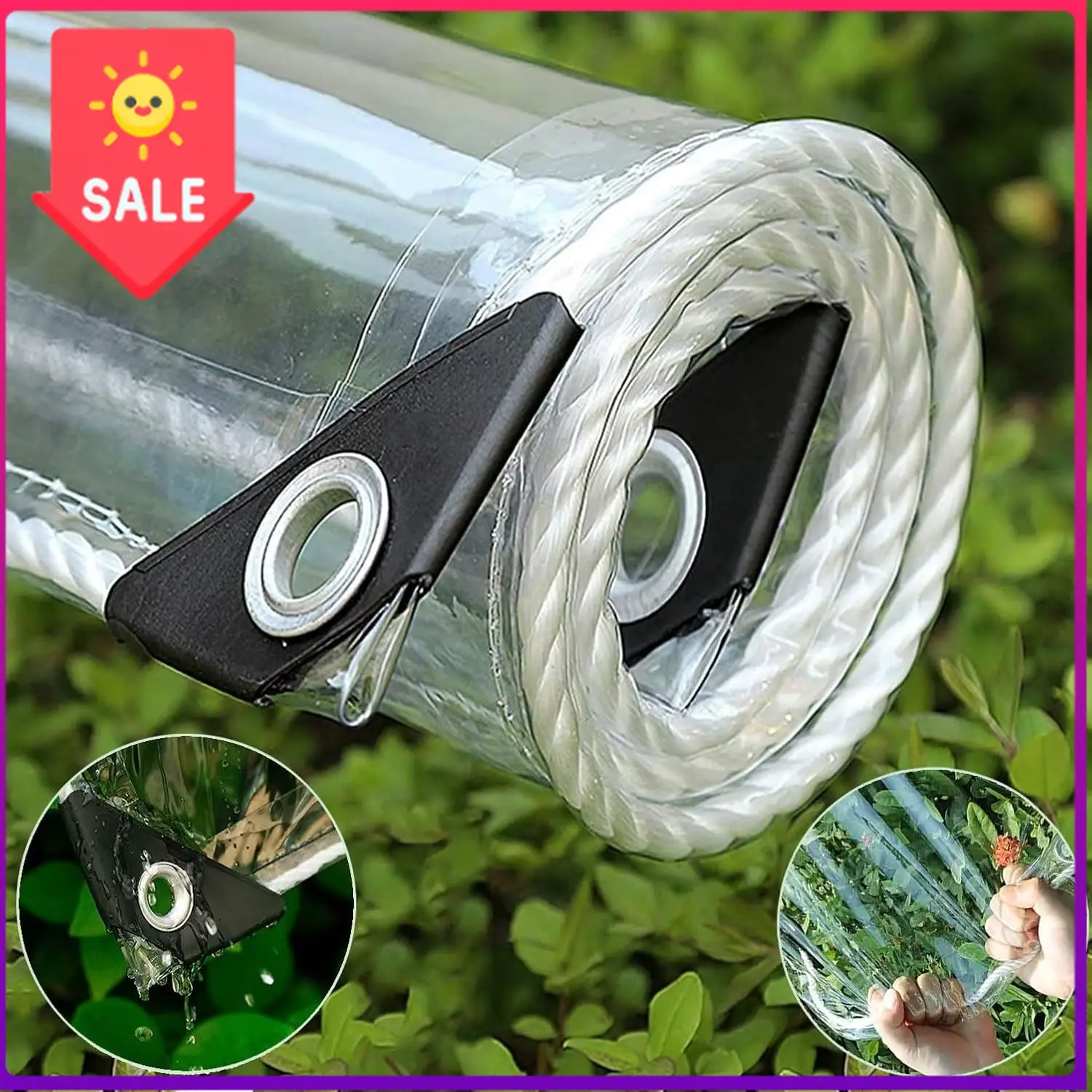 Clear Tarp 6x16ft, Clear Tarps with Grommets, 14 MiL Heavy Duty Waterproof with Reinforced Edge for Plant Greenhouse, Balcony