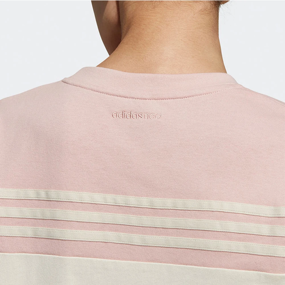 Adidas Stylish and Versatile Short - sleeve T - shirt. The Pink - and - White Color Scheme is Gentle and Eye - catching