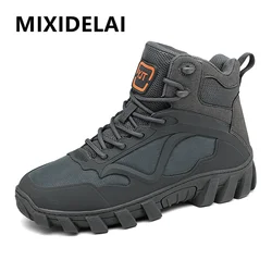 Autumn Men's Boots Breathable Hiking Boots Men's Outdoor Desert Training Boots Non-Slip High Top Boots Men's Plus Size Sneakers