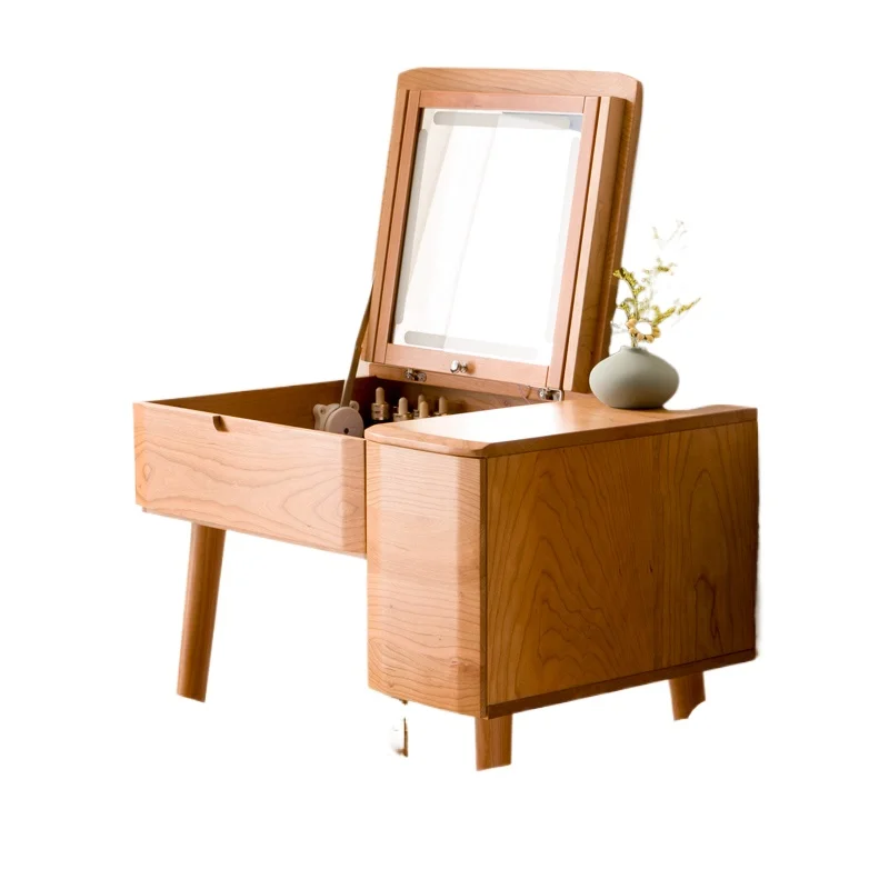 Japanese-style solid wood dresser, small flip-top bedroom, dressing table, small computer table, locker, integrated dressing