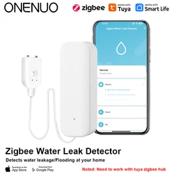 ONENUO TUYA Zigbee Water Leak Detector Water Flood Sensor Smart Life APP Remote Monitoring Flood Alert Overflow Security