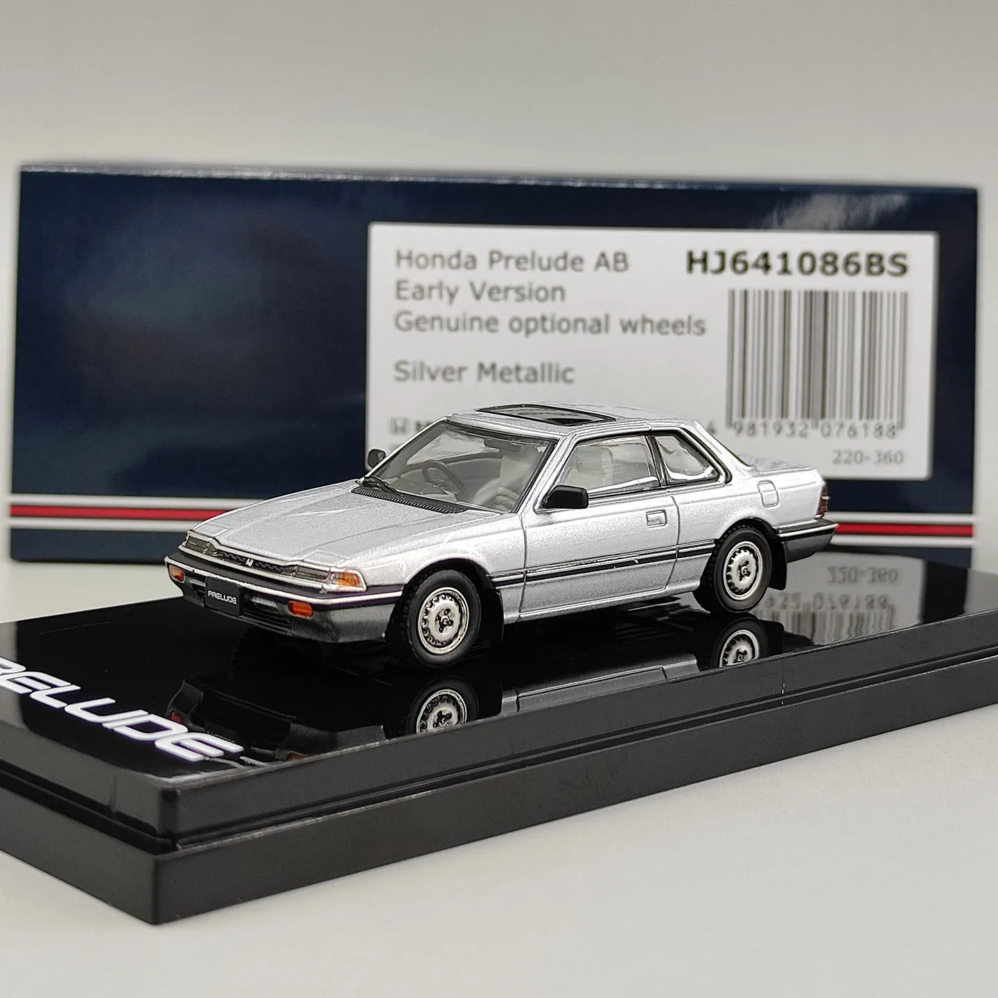 Diecast HOBBY JAPAN 1:64 Scale Honda Prelude AB Early Version Silver Alloy Car Model