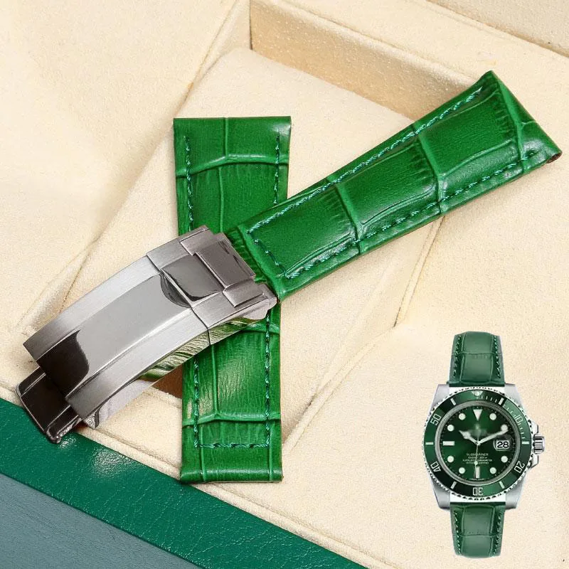 

High quality bracelet For Rolex SUBMARINER Yacht-Master DAYTONA GMT Leather Men Strap Watch Accessories 20mm