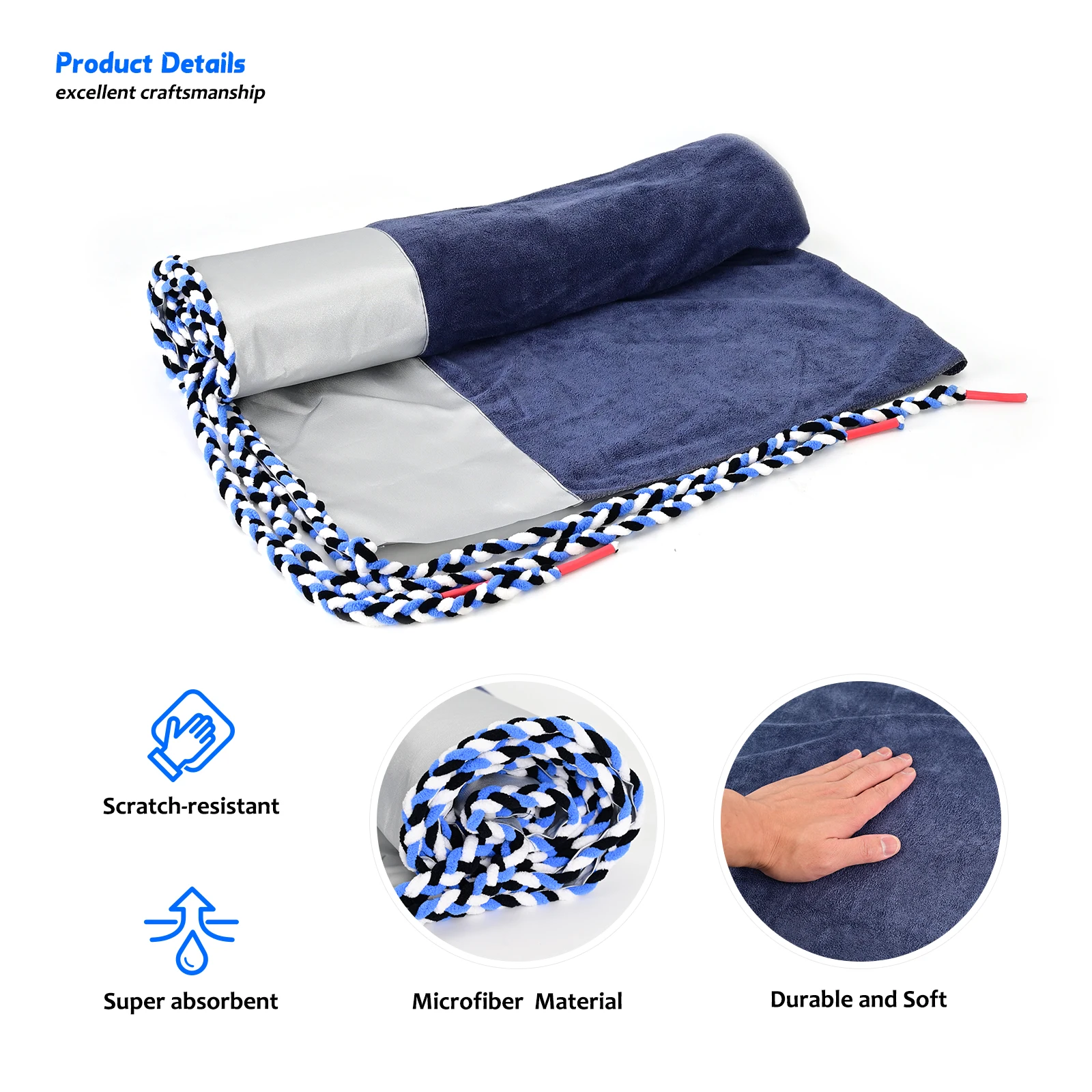 FOSHIO Water Absorption Microfiber Towel with Soak Rope Auto Windshield Cleaning Dashboard Protective Cover Guard Car Wash Tools