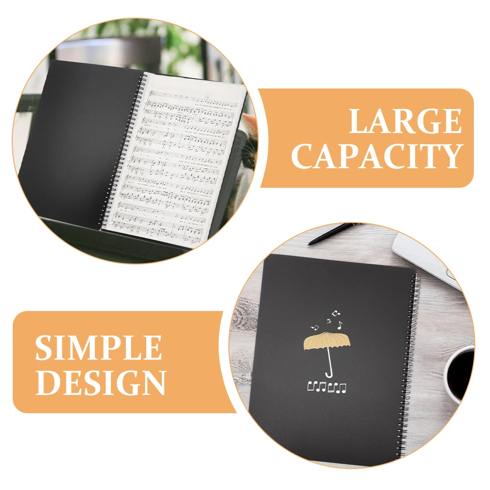 

A4 Document Folder Transparent Insert Pockets High Transparency Large Capacity for Sheet Music Storage Piano Learners File