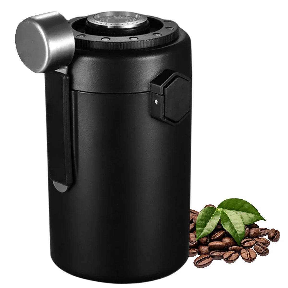Camping Airtight Coffee Canister with Humidity Monitor and CO2 Exhaust Valve, Travel Vacuum Coffee Storage Container