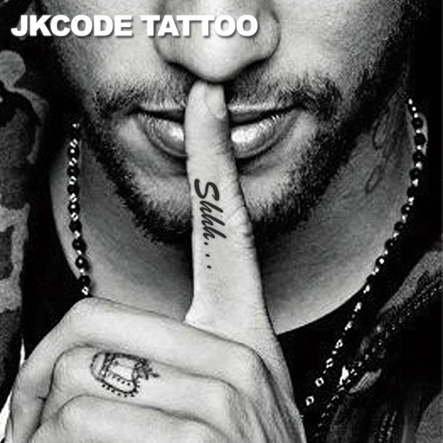 2-Piece Set of Fun Finger Tattoo Stickers with Herbal Designs, Hand Sign Phrases, Quiet and Cool Joke Phrases, 
