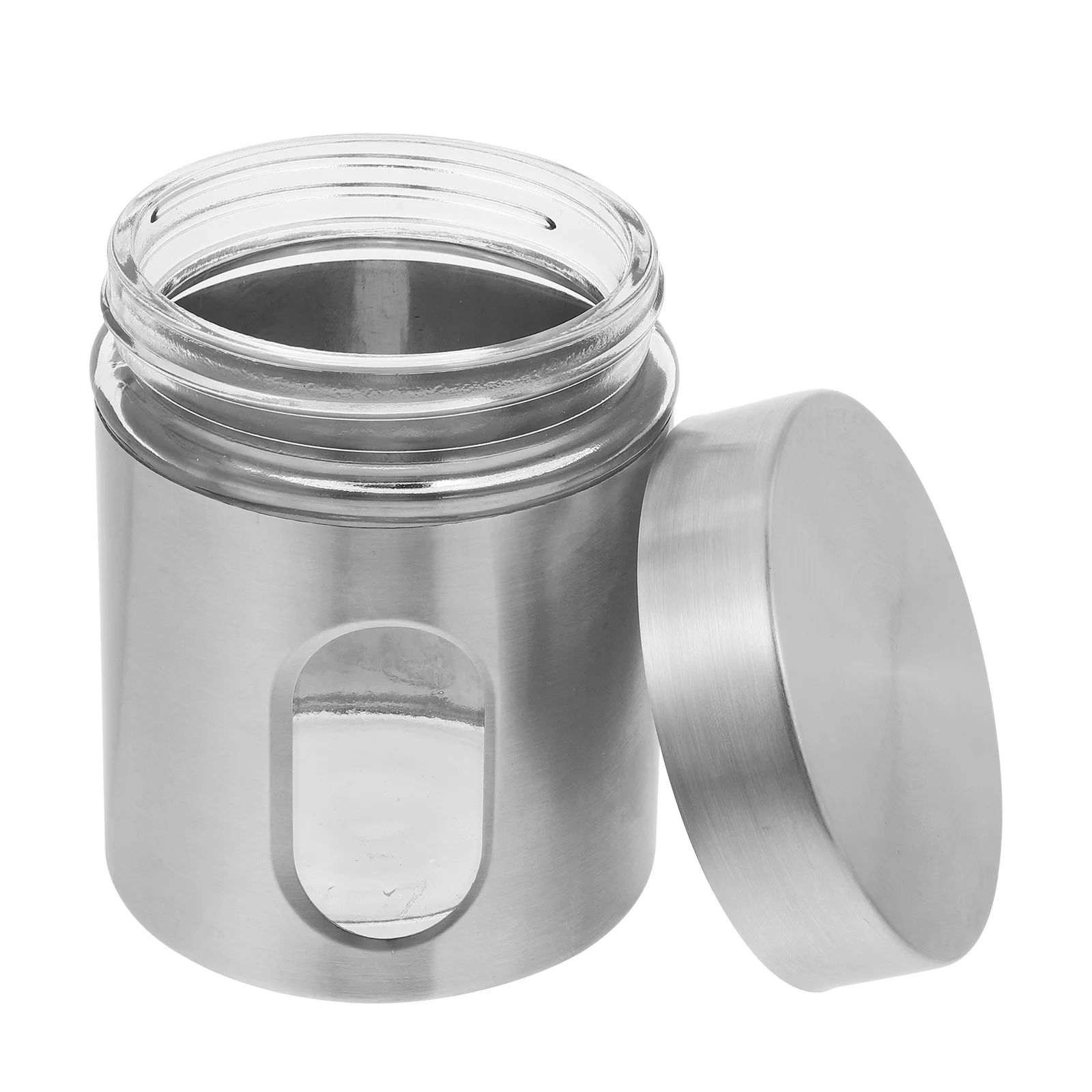 

1Pcs Sealed Storage Container Food Grade Glass Stainless Steel Kitchen Jar for Spices Coffee Salt Coarse Grain Seasoning Holder