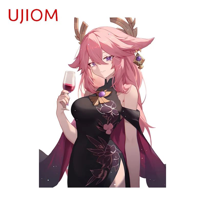 UJIOM Genshin Impact Trendy Yae Miko Wall Sticker Customizable Charming Graffiti Decal Simulated Kitchen Cupboard Decoration