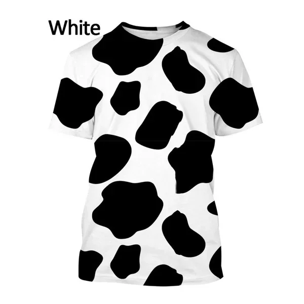 New Fashion Cow Pattern 3D Printing Casual Animal Short Sleeve Personality Men's Shirt Hip Hop Round Neck Top T-Shirt