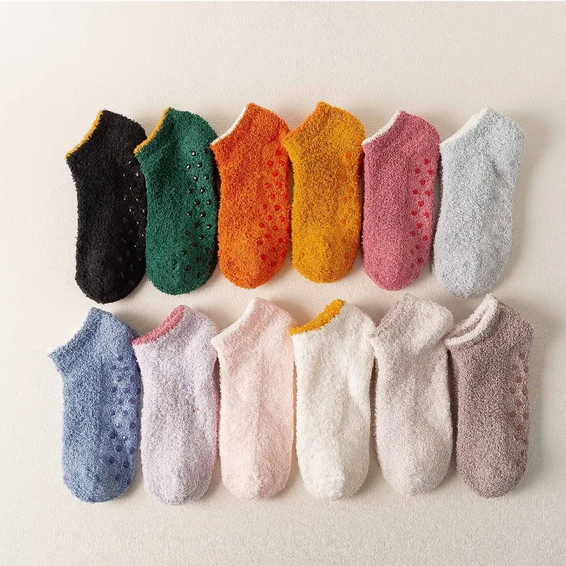 12 pairs autumn winter new Ladies' fashionable versatile floor socks thickened warm home feet anti slip indoor socks