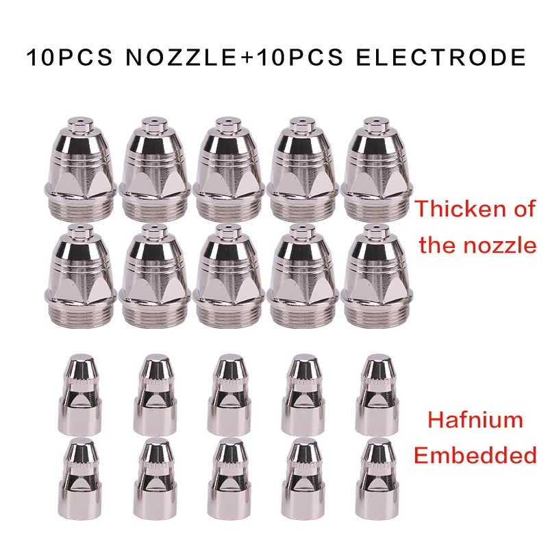 10Pcs 1.1/1.3/1.5/1.7mm P80 Plasma Electrode Nozzle Cutting Torch 60A 80A 100A P80 CNC Plasma Torch Tip Electrode Nozzle