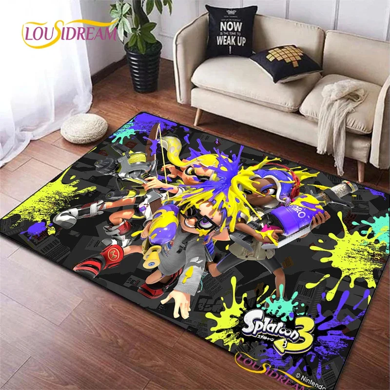 Splatoon Game Cartoon Carpet for Living Room Bedroom decor Area Rugs Kitchen Un-slip Floor Mat Alfombra Birthday gift Poster Mat