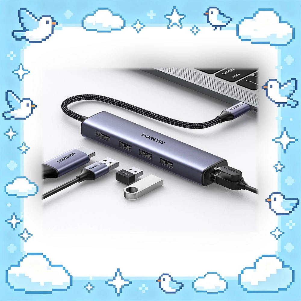 UGREEN 20934 USB-C Hub CM418 5-in-1 4K HDMI 3 USB 3.0 Ports 5Gbps Gigabit Ethernet RJ45 Aluminum Alloy Housing
