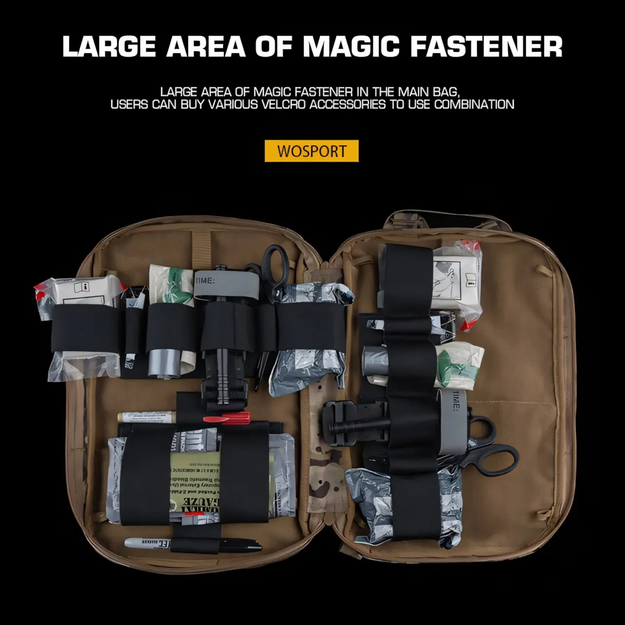 Wosport Large First Aid Backpack Cordura Velcro Lined Three Layer Storage External Expansion for Airsoft Outdoor Activities - view 3