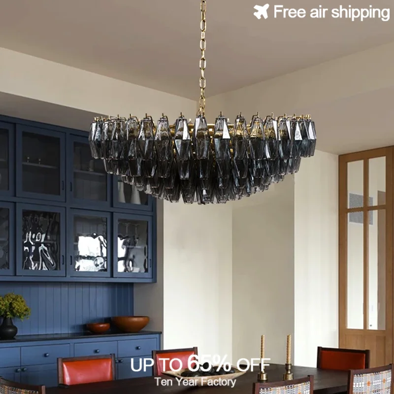 

Vintage French Luxury Stained Glass Lampshade LED Chandelier Suspension Lighting for Dining Room Decoration Luminaire Lampen