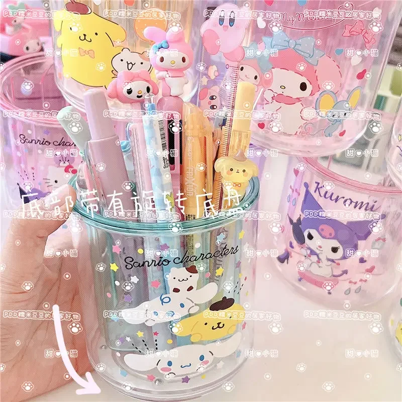 

Sanrio Cinnamoroll Kuromi Anime Kawaii Students Pen Holder Cute Pochacco Stationery Pen Storage Bucket Case Gifts for Kids