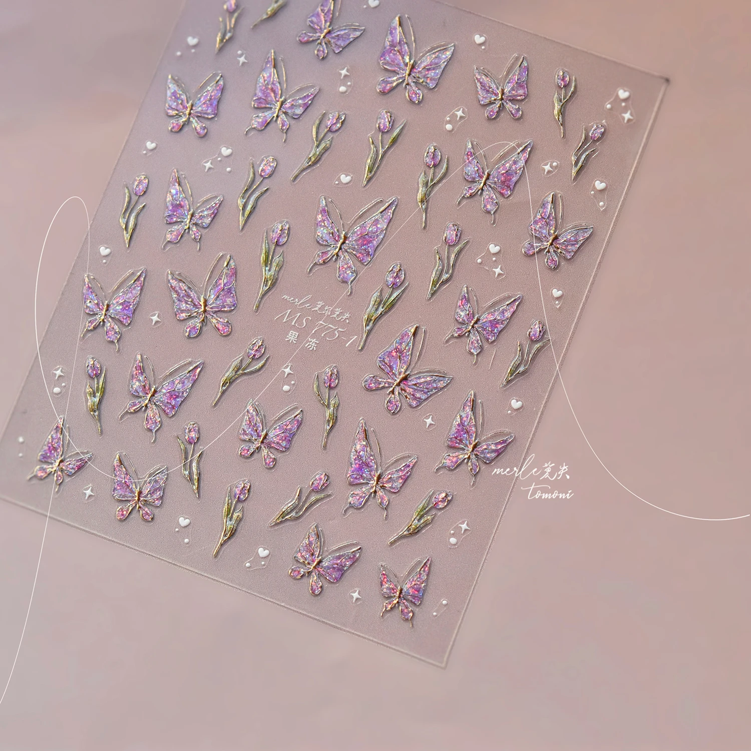 1 個 5D 花蝶ネイルアートステッカーハイエンド三次元蝶ブーケ弓ネイルアートアクセサリー女の子ステッカー