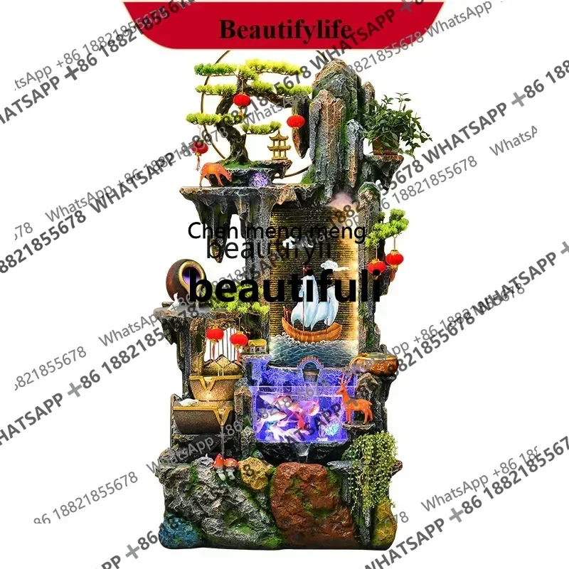 ss 8617 Flowing water fountain ornament circulating water rockery fish pond landscape making money feng shui wheel landing