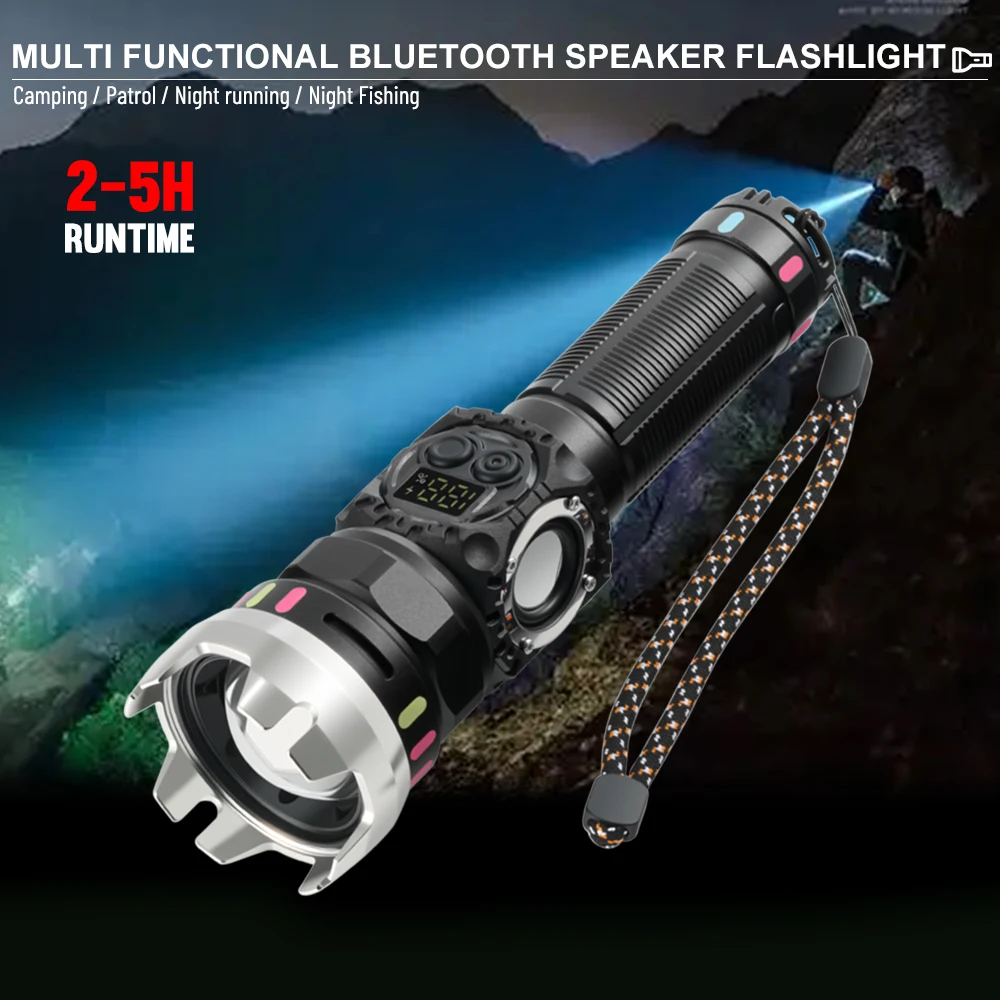 

Amanfire W5244 Ультра яркий фонарик Bluetooth-динамик COB Боковой свет Перезаряжаемый магнитный многофункциональный фонарик