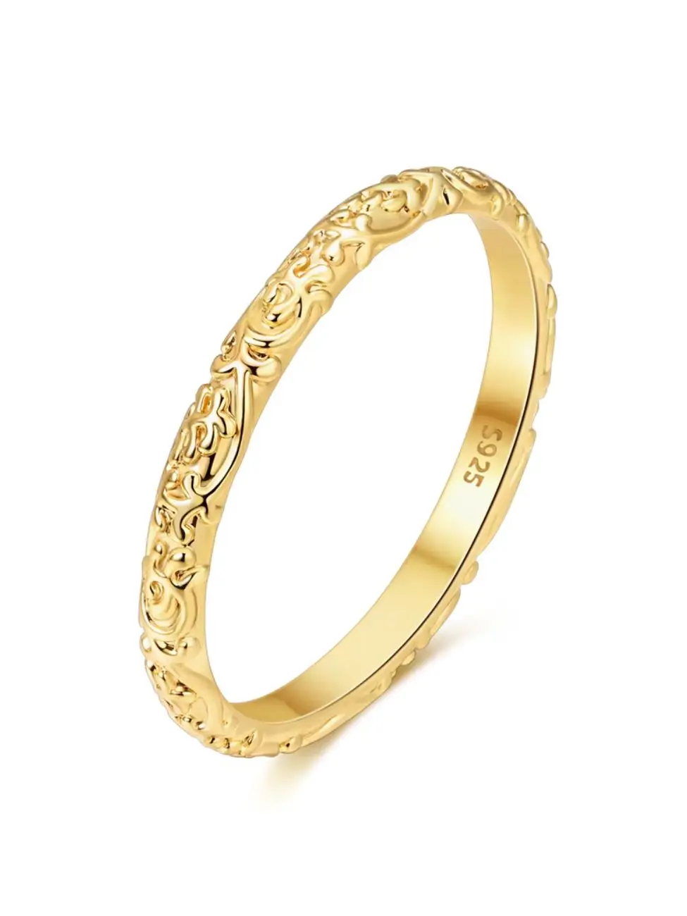 Original 925 Sterling Silber Ringe, vergoldet, Blumenmuster-Ringe für Frauen und Mädchen, Schmuck, Geburtstag, Jahrestag, Geschenke