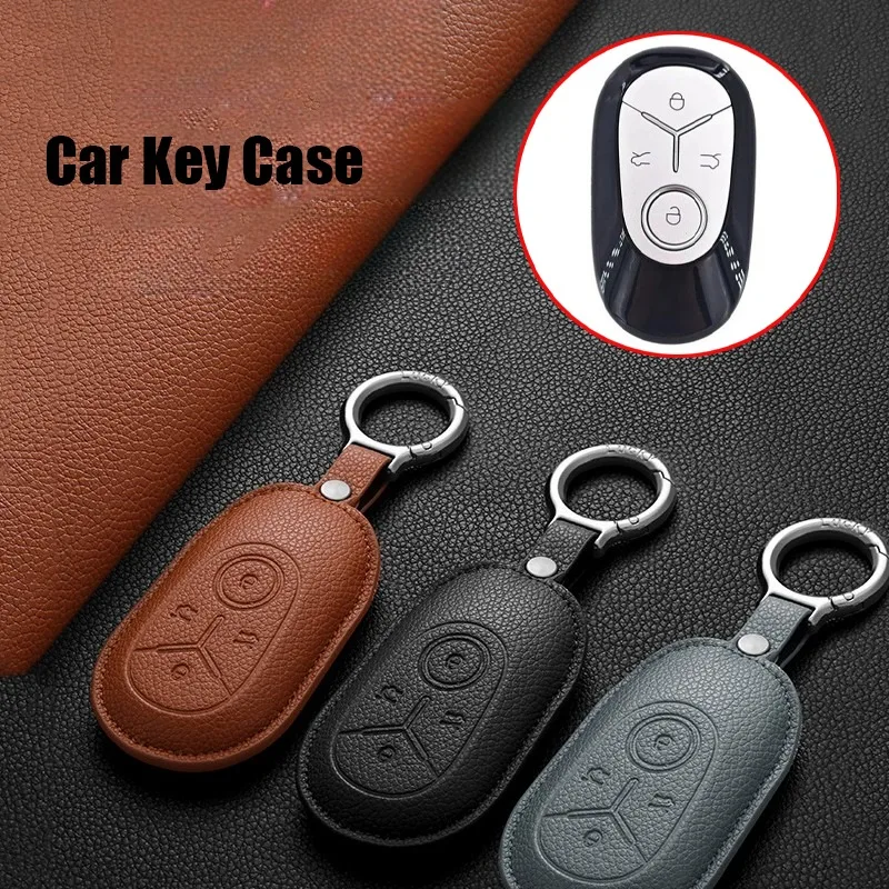 1PC Leather Key Fob Cover Full Protection Precise Fit for Geely EX2 Geome Star Wish 2025 Youth Explore Edition