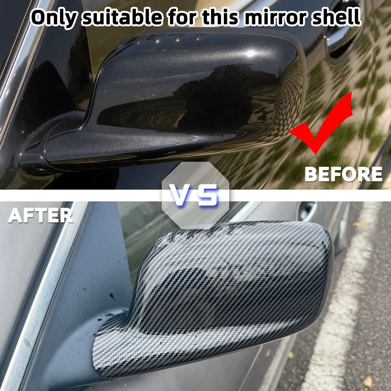 2PCS Car Side Door Rearview Side Balck Carbon Mirror Cover Caps For BMW 7 Series E65 E66 2001-2008 E67 2002-2008 For E46 Coupe