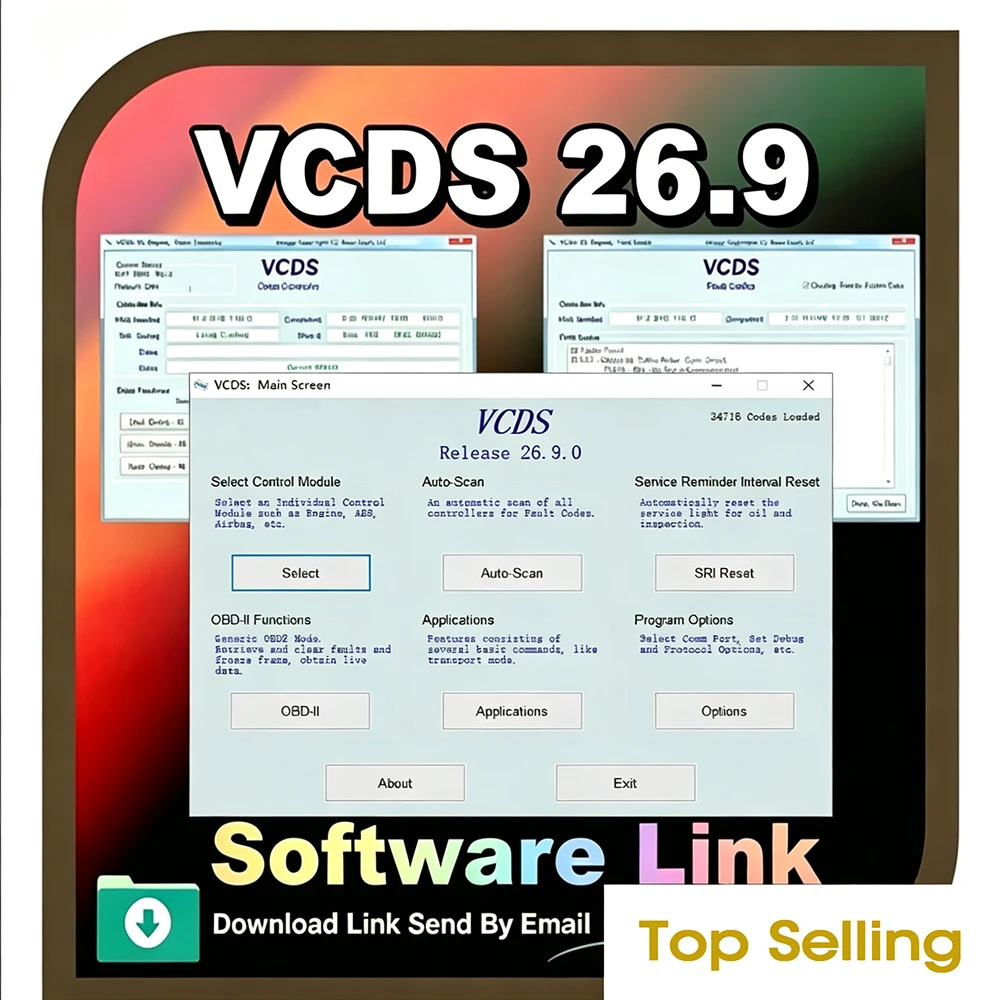 Image of NEU26.9 Vcd S SOFTWARE Update VAG C0M OBD2 Scanner HEXV2 USB-Schnittstelle VW AUDI Skoda Seat Unbegrenzte VINs Mehrsprachig VAGC0M