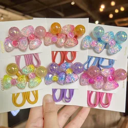 2PCS Colorful Gradient Bow Tie Girls Elastic Hair Bands Kids Lovely Princess Hair Accessories Children Hair Ties Baby Headwear