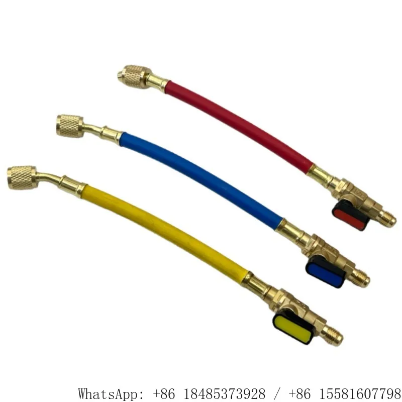 High‑Pressure AC Refrigerant Charging Hose with Ball Valve 1/4