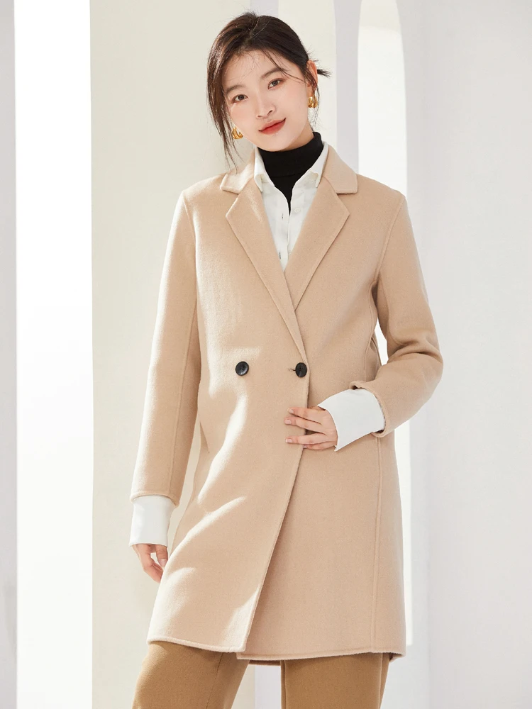 Autumn and Winter New Women's Woolen Cloth Jacket Best-Selling 100% Pure Wool Coat Single Button Pure Color Warm Keeping Top